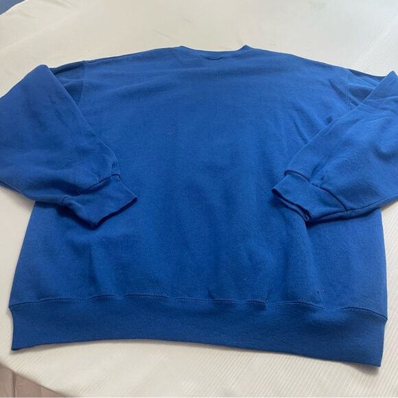 Tultex Blue Crewneck Sweater with Yellow Graphic - Picture 6 of 7